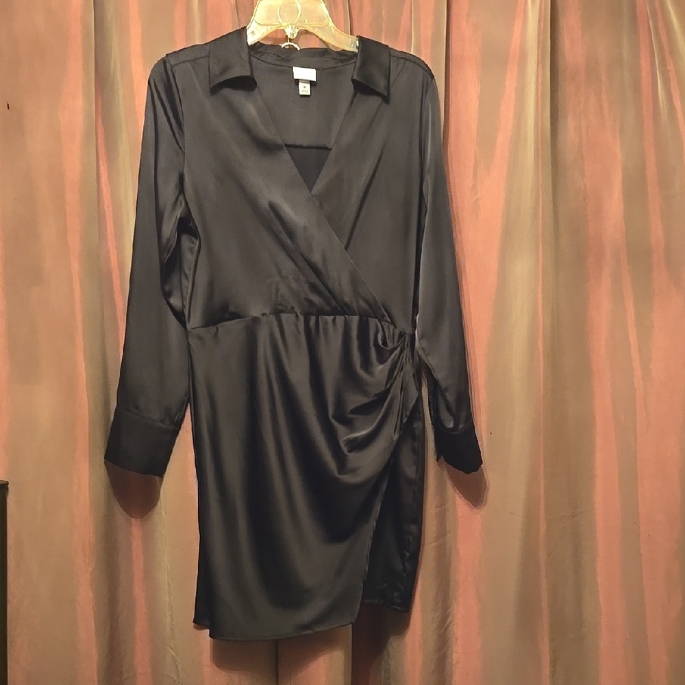 A New Day Black Sheath Dress with Notched Collar